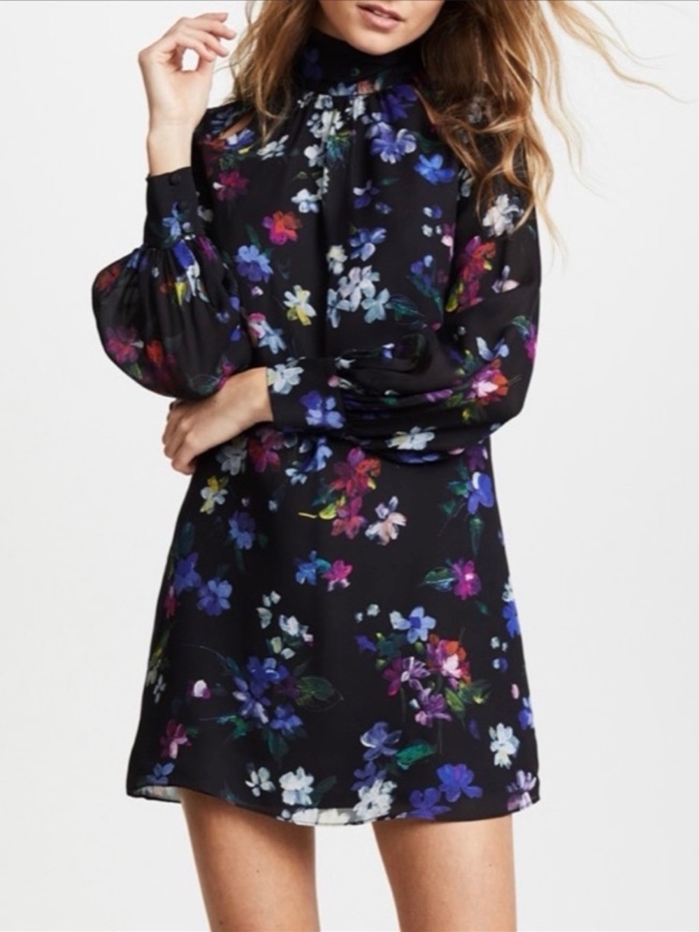 Milly Sherie Painted Floral Georgette Silk Dress